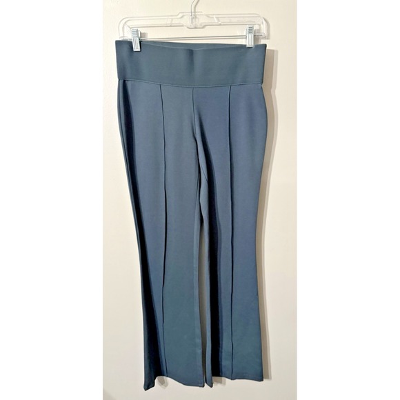 Diane Gilman Pants - DG2 By Diane Gilman Wide Elastic Waist Flare Knit Pants Leggings Sz Sm Blue/Gray